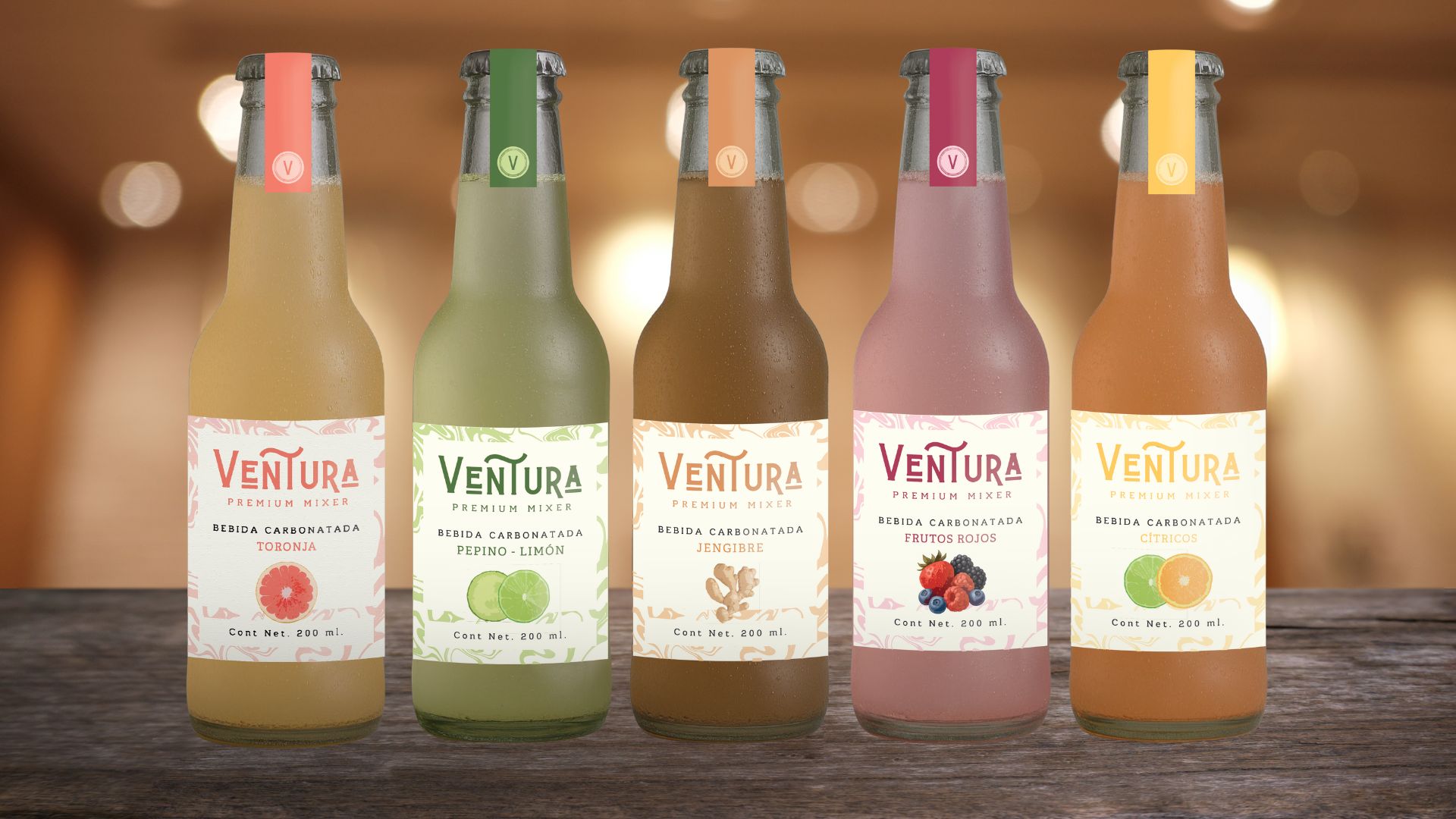 A sophisticated cocktail being mixed with Ventura soda